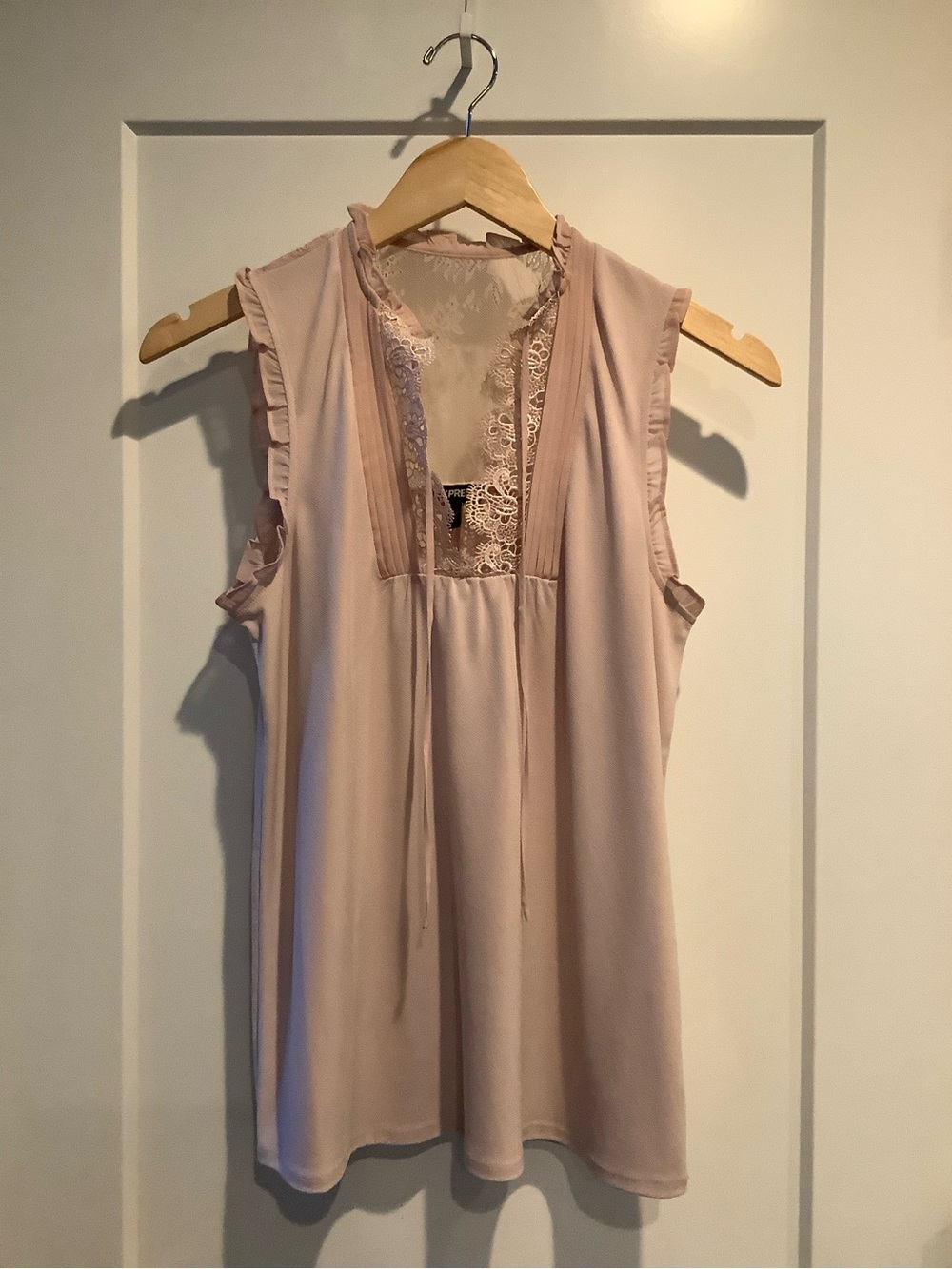 Express Blush Pink Lace Trim Cami Top